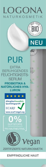 Logona Sérum - Hydratant Extra-Apaisant PUR Probiotiques & Acide Hyaluronique Bio & Vegan